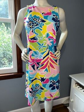 Katherine Way Multi-Color Tropical Floral Stretch Dress